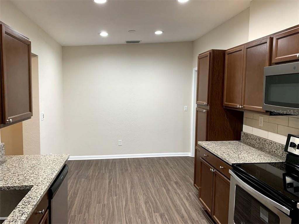 Interior, Kitchen, Recessed Lighting, Wood Texture Flooring
