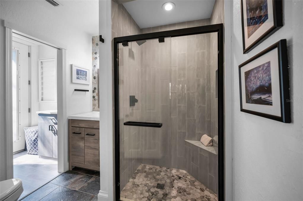 Bathroom, Glass Shower, Interior, Recessed Lighting