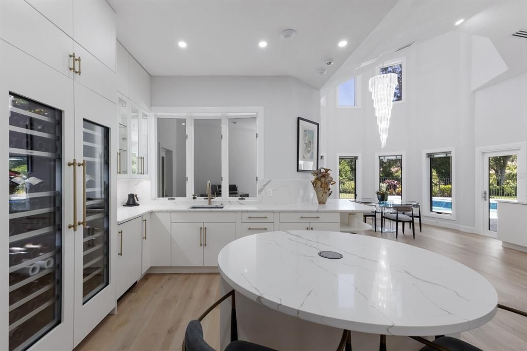 Interior, Kitchen, Pendant Lights, Recessed Lighting, Wood Texture Flooring