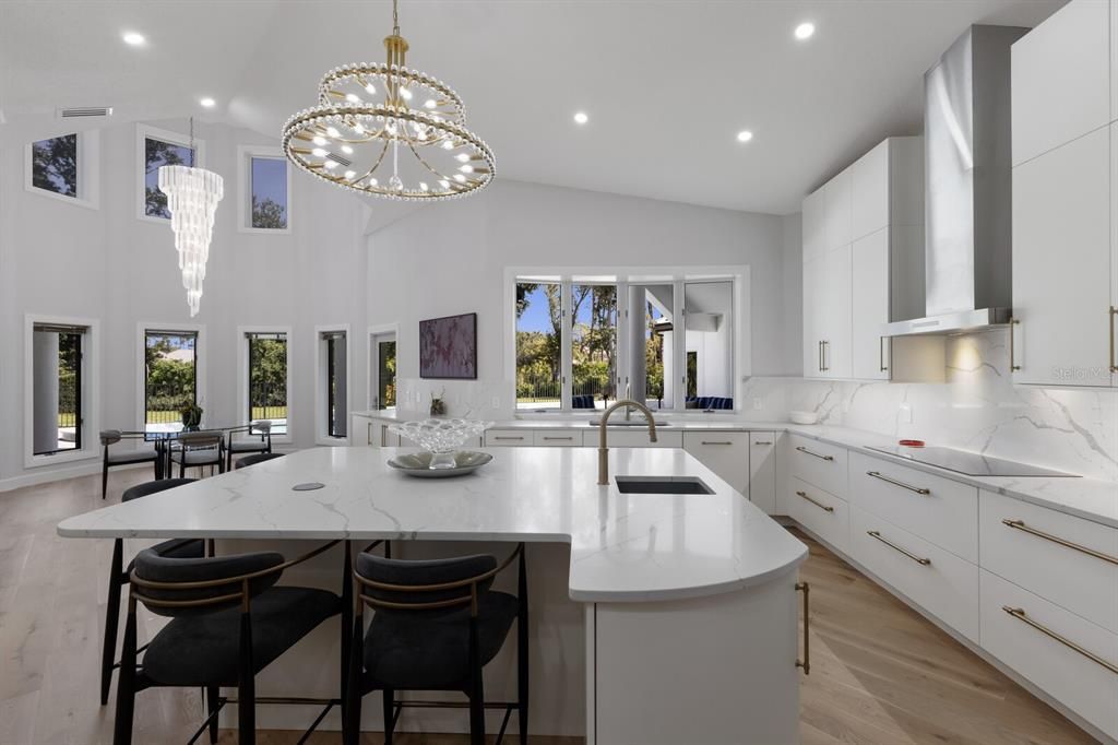 Interior, Kitchen, Pendant Lights, Recessed Lighting, Wood Texture Flooring