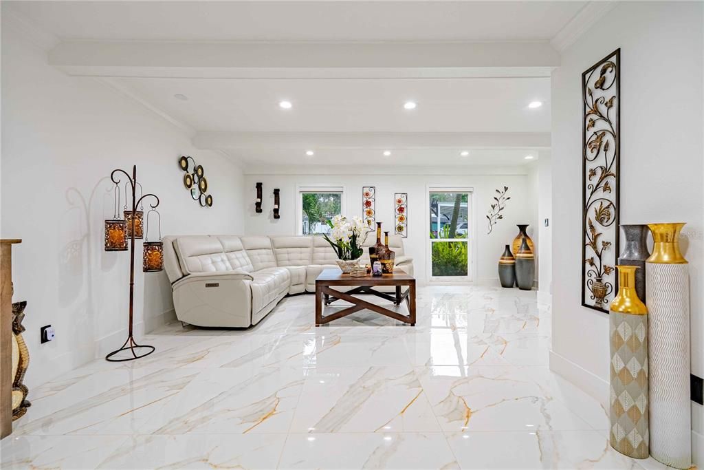 Interior, Living room, Marble, Recessed Lighting