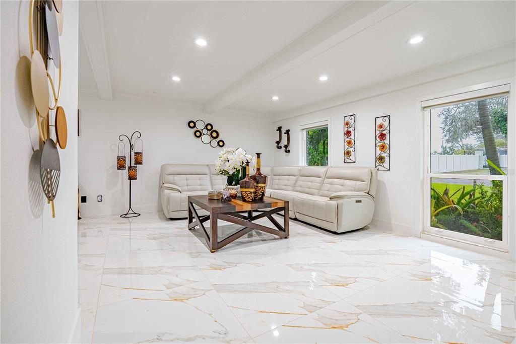 Interior, Living room, Marble, Recessed Lighting