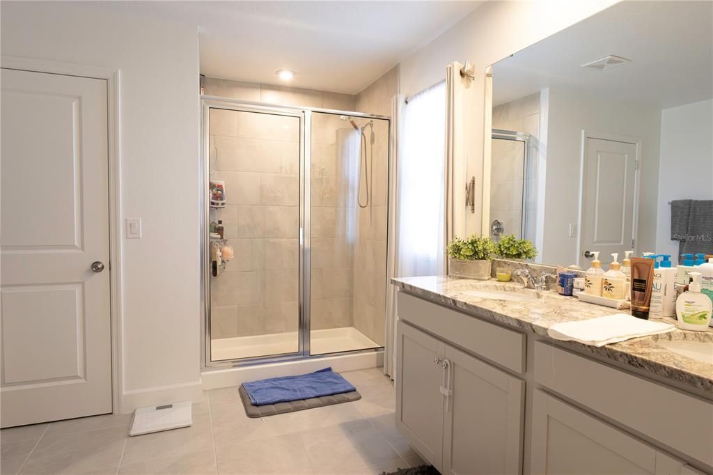 Bathroom, Dual Sink Vanities, Glass Shower, Interior, Recessed Lighting