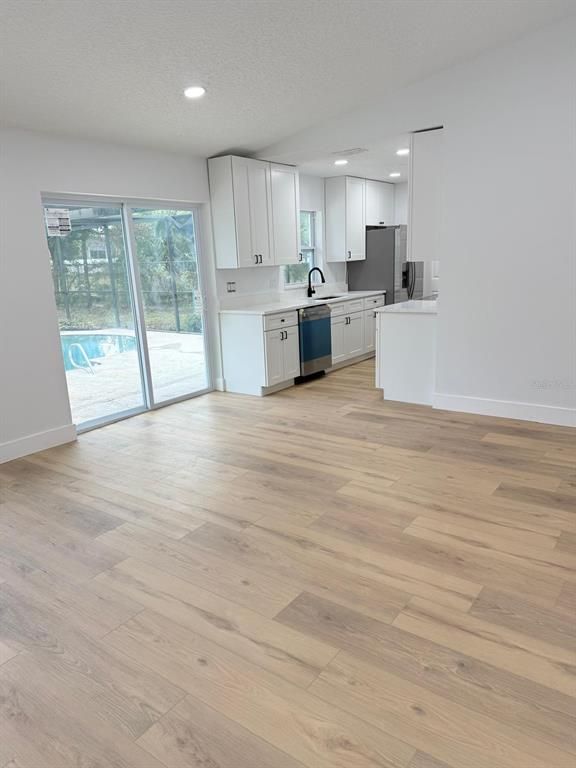 Interior, Kitchen, Recessed Lighting, Wood Texture Flooring