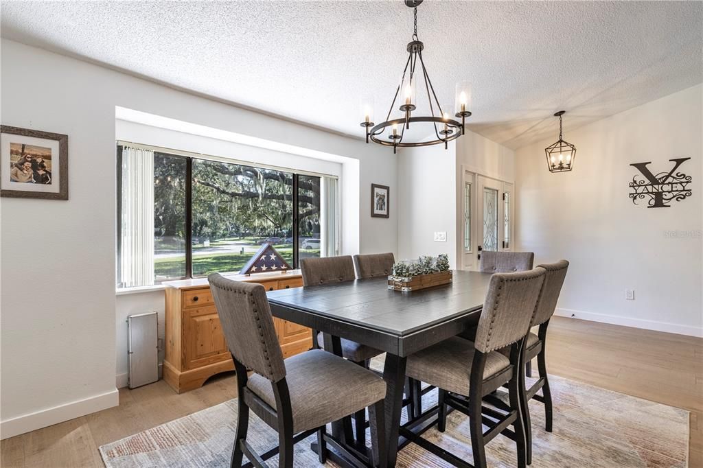 Chandelier, Dining room, Interior, Pendant Lights, Wood Texture Flooring