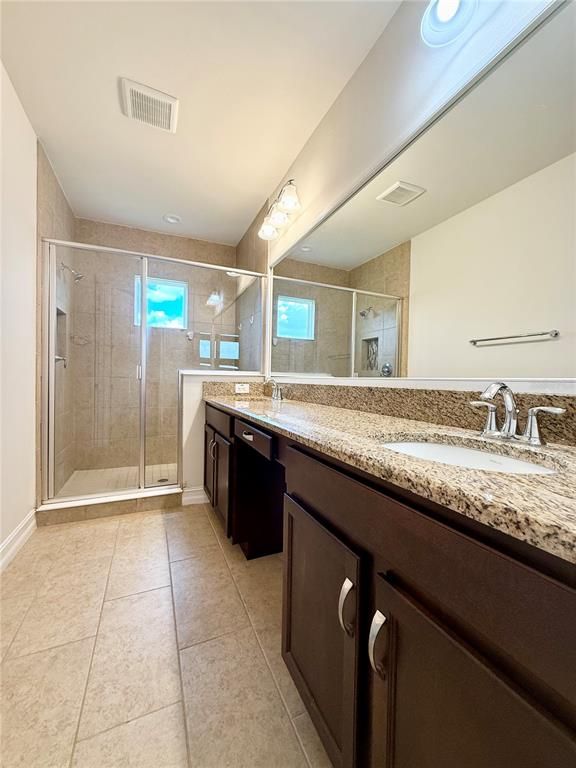 Bathroom, Dual Sink Vanities, Glass Shower, Interior