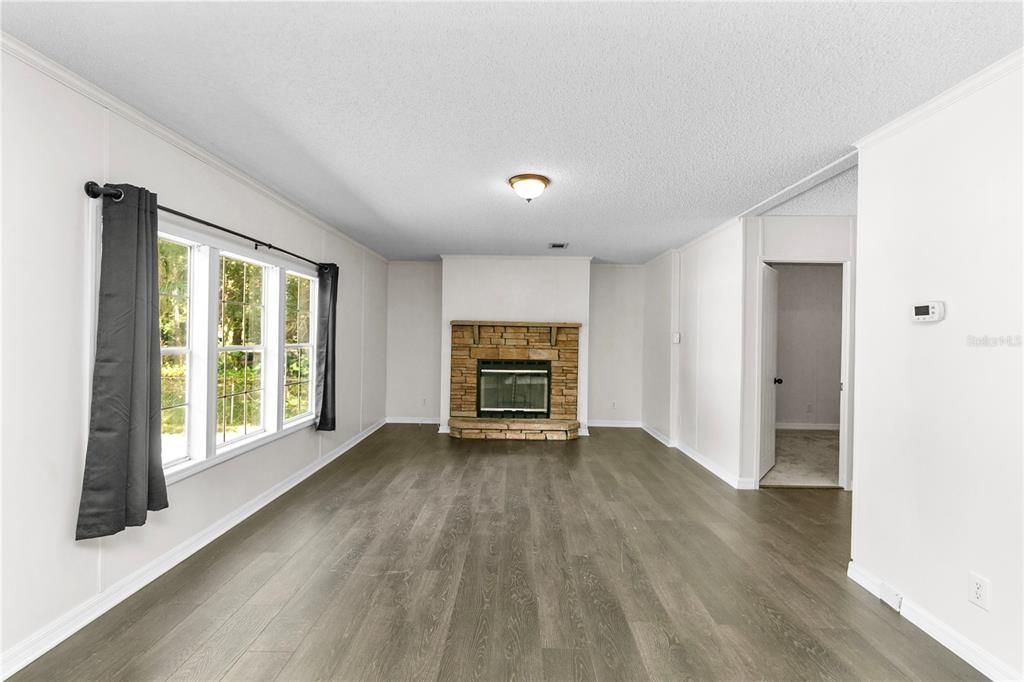 Empty room, Fireplace, Interior, Wood Texture Flooring
