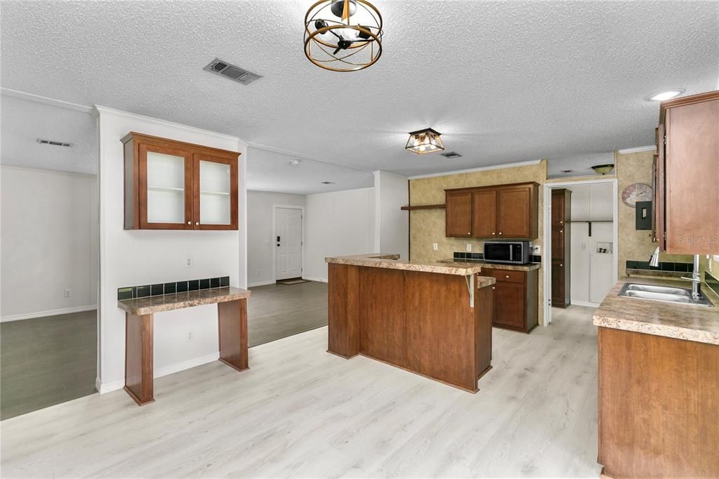 Interior, Kitchen, Recessed Lighting, Wood Texture Flooring