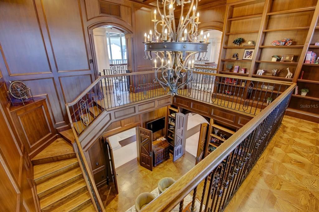 Chandelier, Interior, Wood Texture Flooring, Wooden Walls