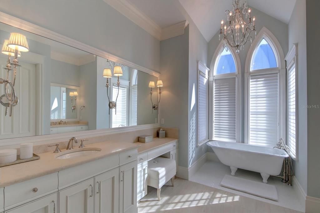 Bathroom, Chandelier, Dual Sink Vanities, Free Standing Baths, Interior