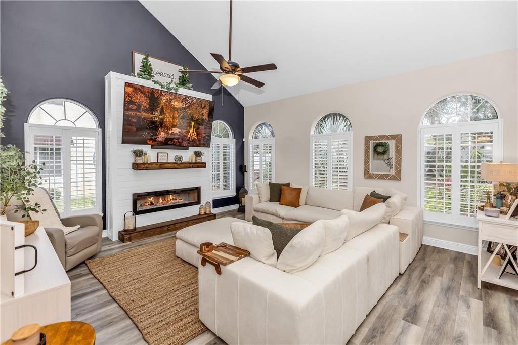 Fireplace, Interior, Living room, Wood Texture Flooring