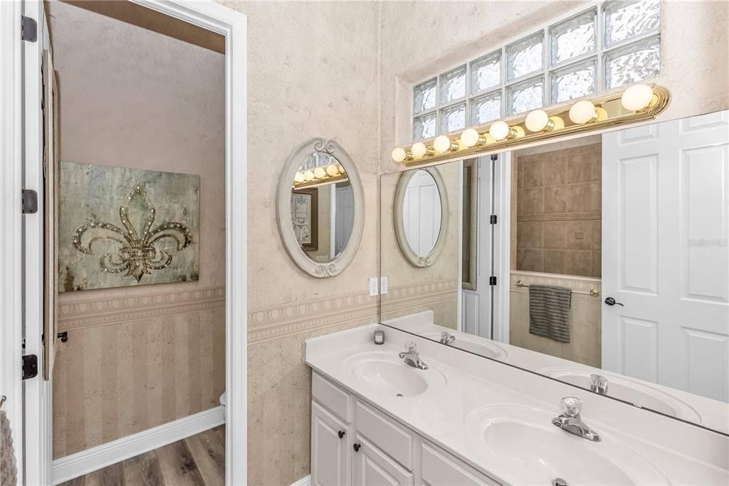 Bathroom, Dual Sink Vanities, Interior, Wood Texture Flooring