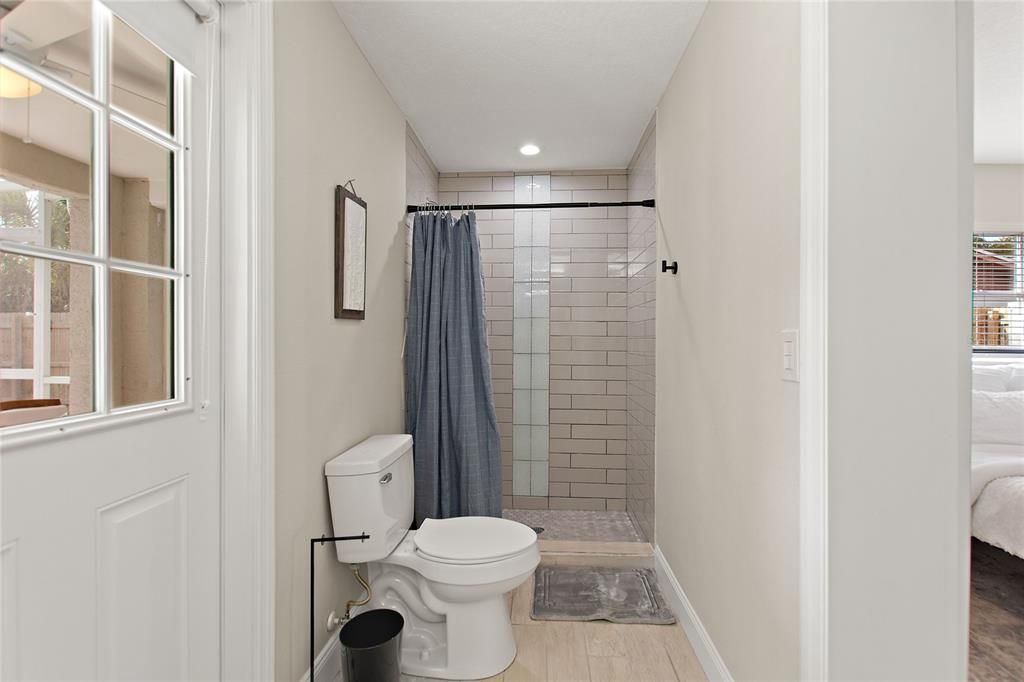 Bathroom, Interior, Recessed Lighting, Wood Texture Flooring