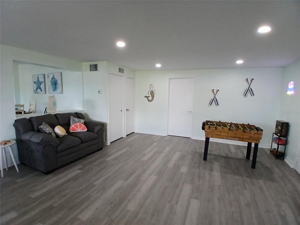 Game Room, Interior, Recessed Lighting, Wood Texture Flooring
