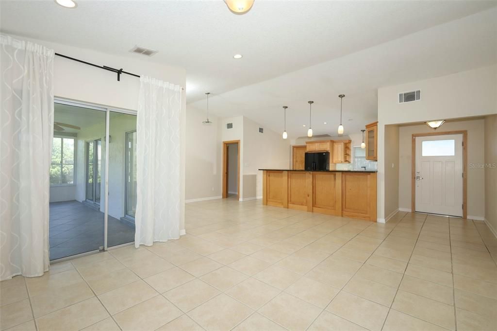 Empty room, Interior, Kitchen, Pendant Lights, Recessed Lighting