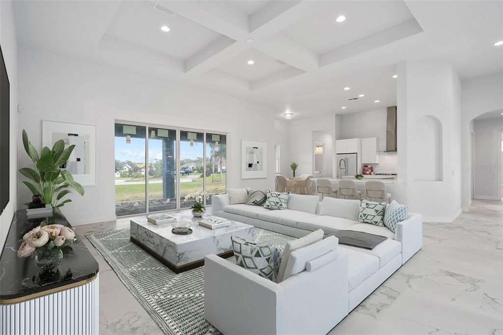 Interior, Living room, Marble, Recessed Lighting