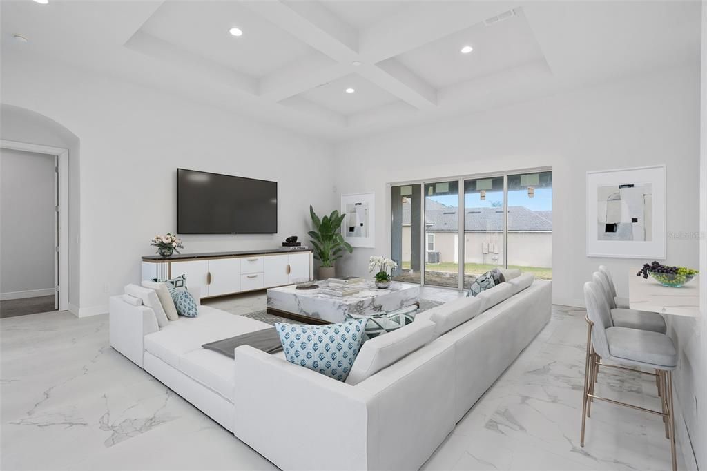 Interior, Living room, Marble, Recessed Lighting