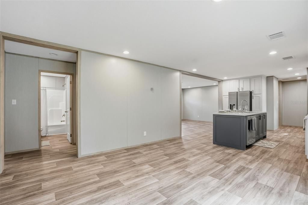 Interior, Kitchen, Recessed Lighting, Wood Texture Flooring