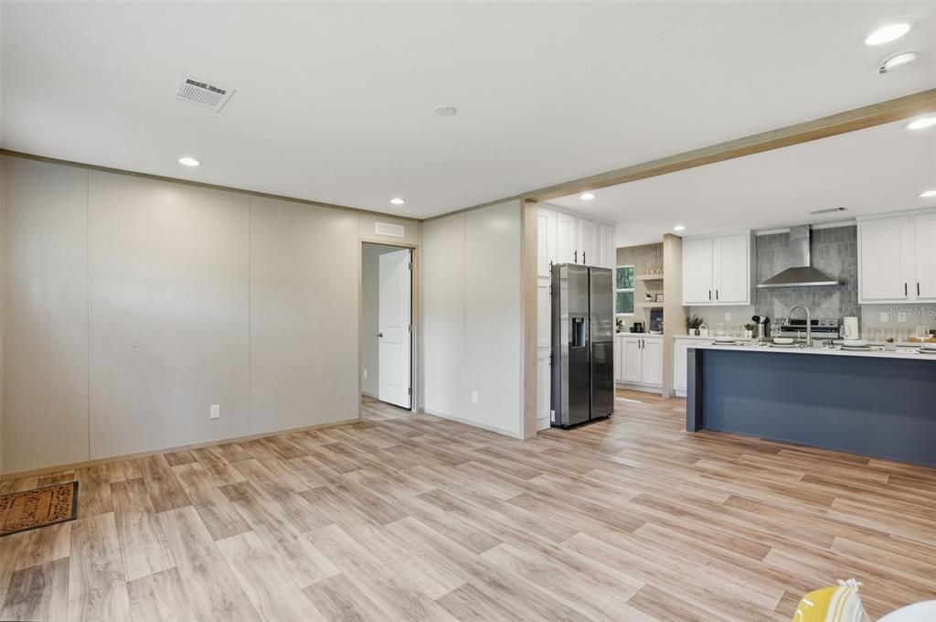 Interior, Kitchen, Recessed Lighting, Wood Texture Flooring