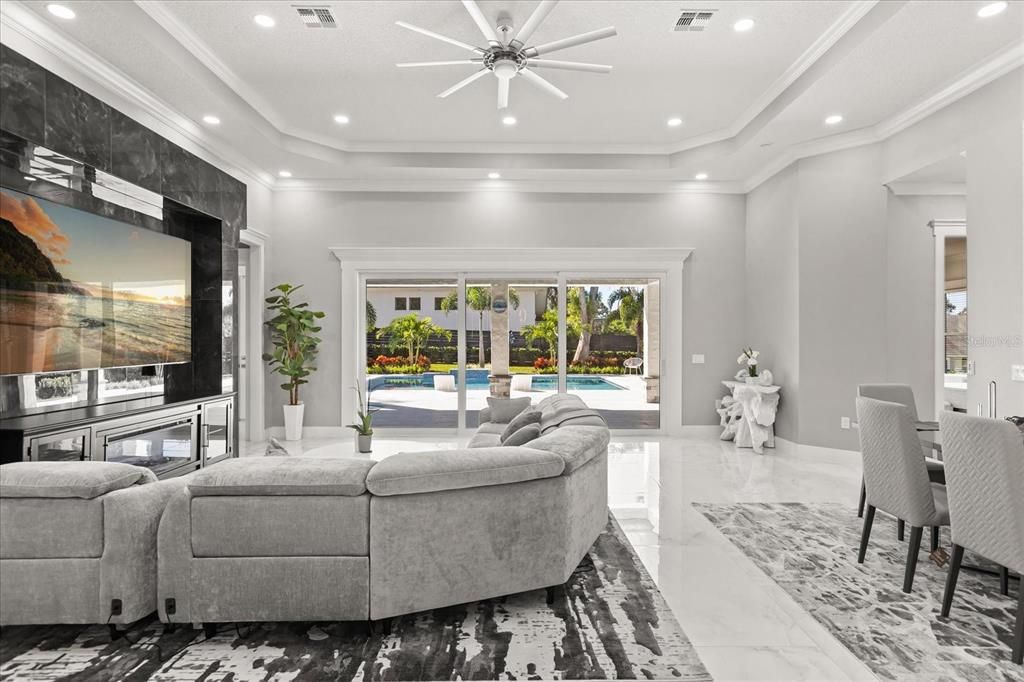 Interior, Living room, Marble, Recessed Lighting