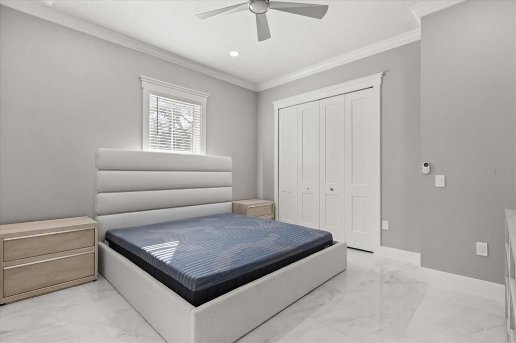 Bedroom, Interior, Marble, Recessed Lighting