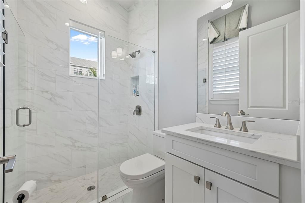 Bathroom, Glass Shower, Interior, Marble, Marble Walls