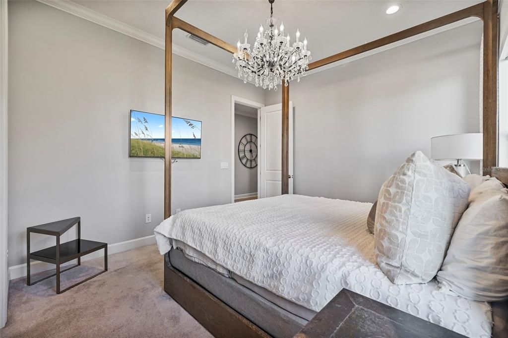 Bedroom, Chandelier, Interior, Recessed Lighting
