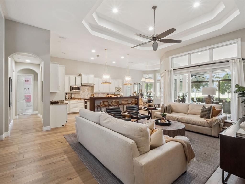 Interior, Kitchen, Living room, Pendant Lights, Recessed Lighting, Stainless Steel Appliances, Wood Texture Flooring