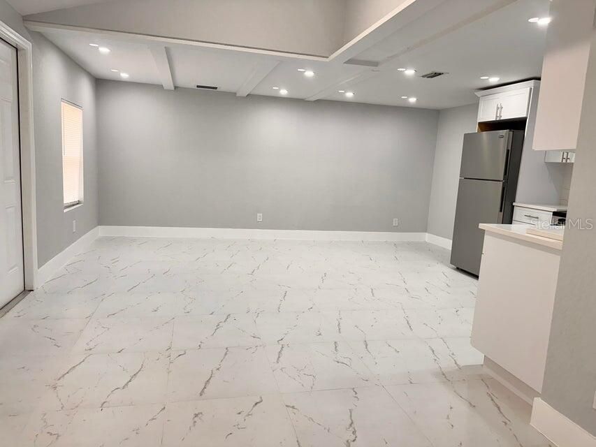 Empty room, Interior, Kitchen, Marble, Recessed Lighting