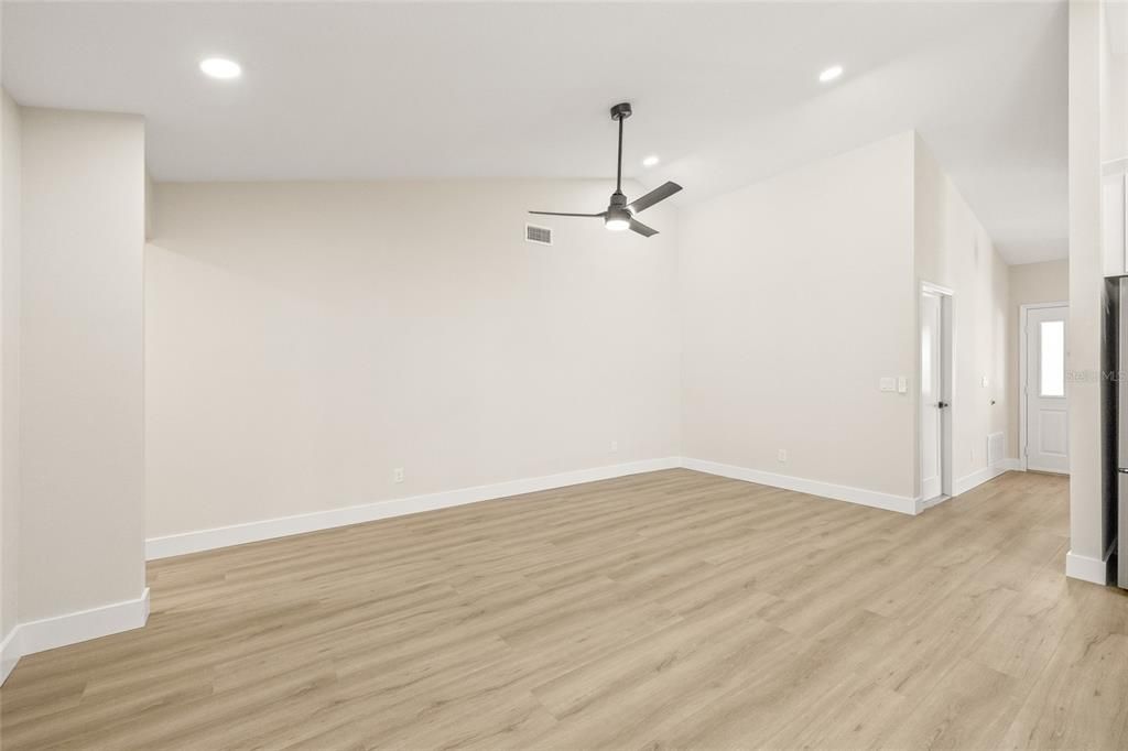 Empty room, Interior, Recessed Lighting, Wood Texture Flooring