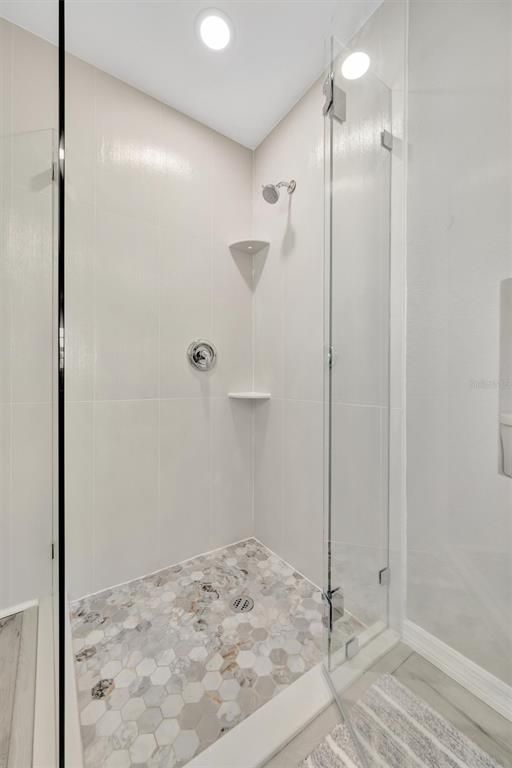Bathroom, Glass Shower, Interior, Recessed Lighting