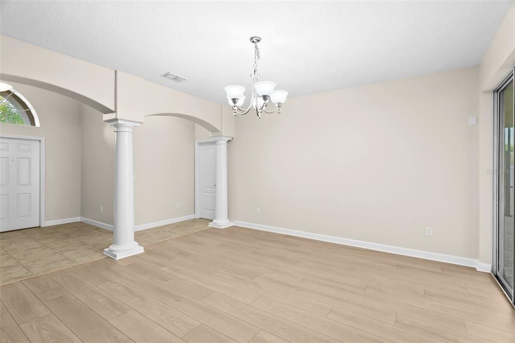 Chandelier, Empty room, Interior, Wood Texture Flooring