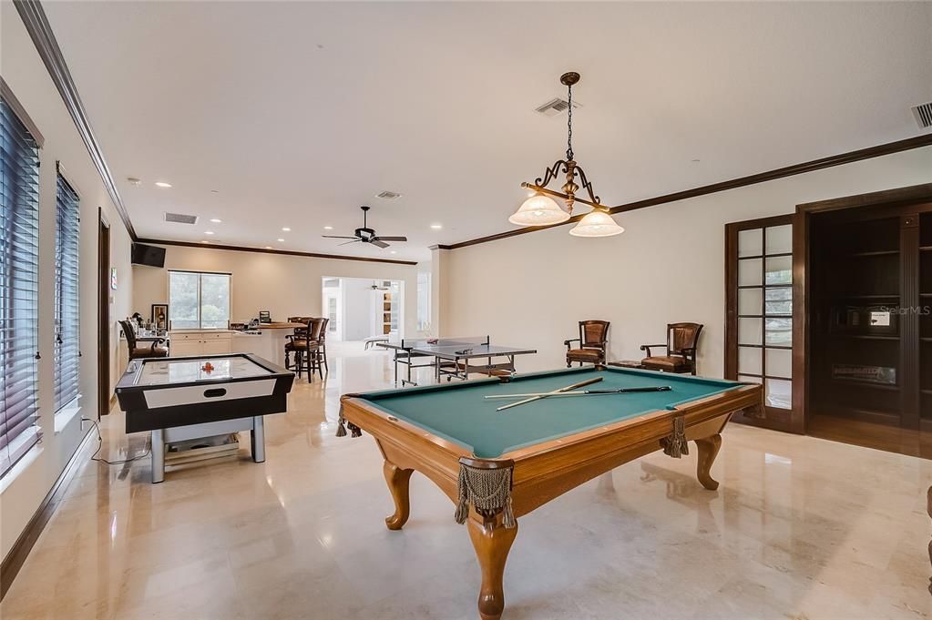 Billiard Table, Game Room, Interior, Pendant Lights, Recessed Lighting