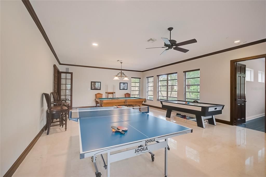 Billiard Table, Game Room, Interior, Pendant Lights, Recessed Lighting