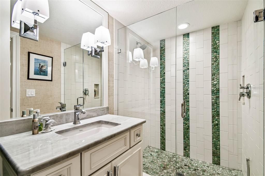 Bathroom, Glass Shower, Interior, Recessed Lighting