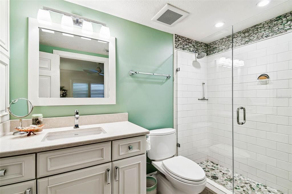 Bathroom, Glass Shower, Interior, Recessed Lighting