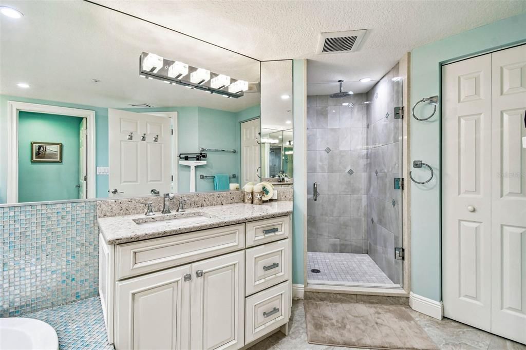 Bathroom, Glass Shower, Interior, Recessed Lighting