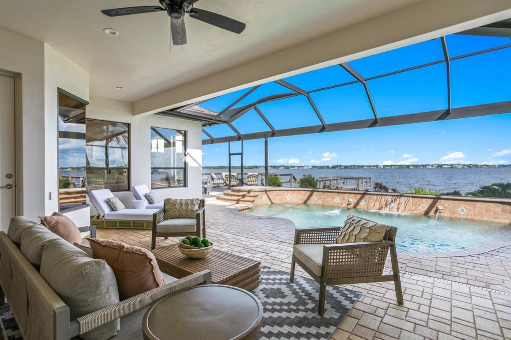 Glass Ceilings, Interior, Living room, Pool, Recessed Lighting, Sun Room, Water