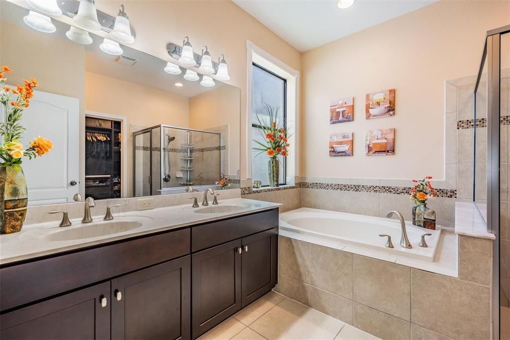 Bathroom, Dual Sink Vanities, Glass Shower, Interior, Recessed Lighting