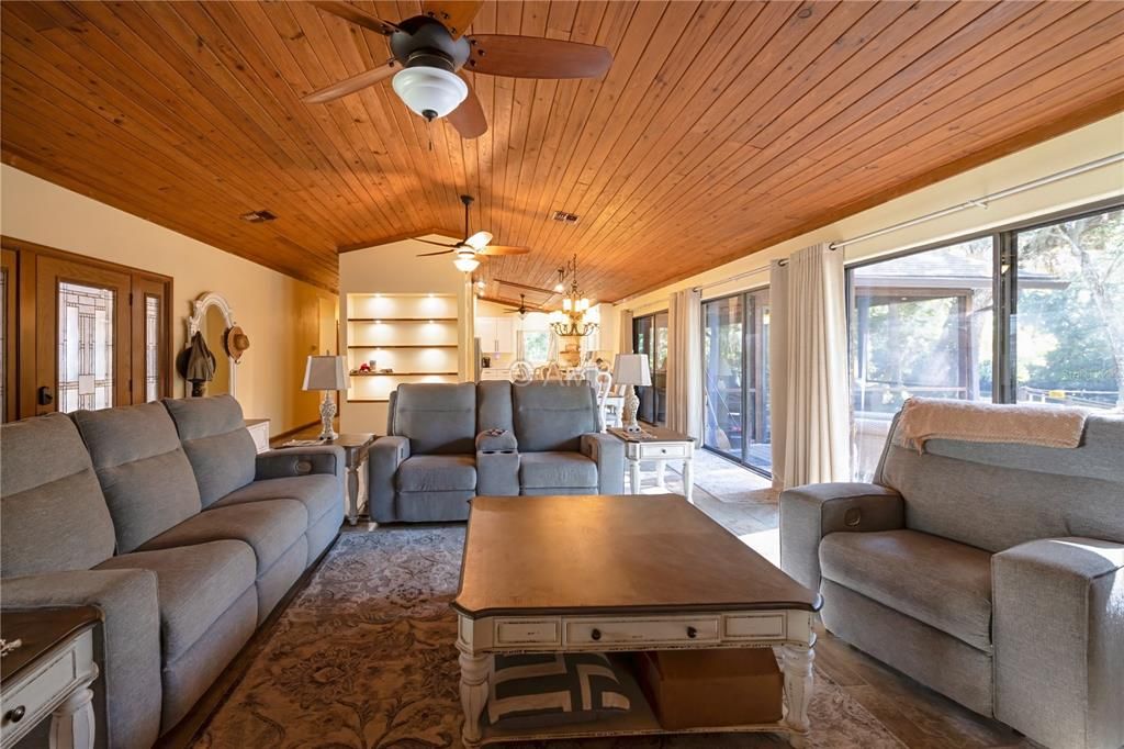 Dining room, Interior, Living room, Recessed Lighting, Wooden Ceilings