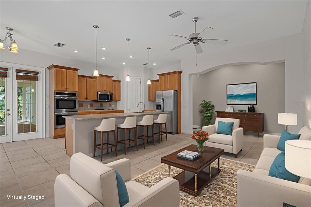 Interior, Kitchen, Living room, Pendant Lights, Recessed Lighting, Stainless Steel Appliances