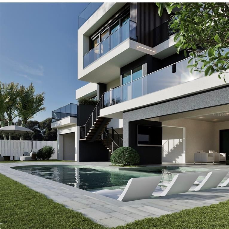 Exterior, Facade, Pool, Modern