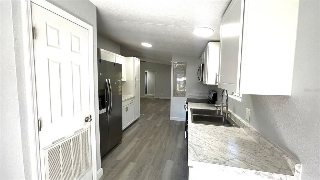 Interior, Kitchen, Recessed Lighting, Wood Texture Flooring