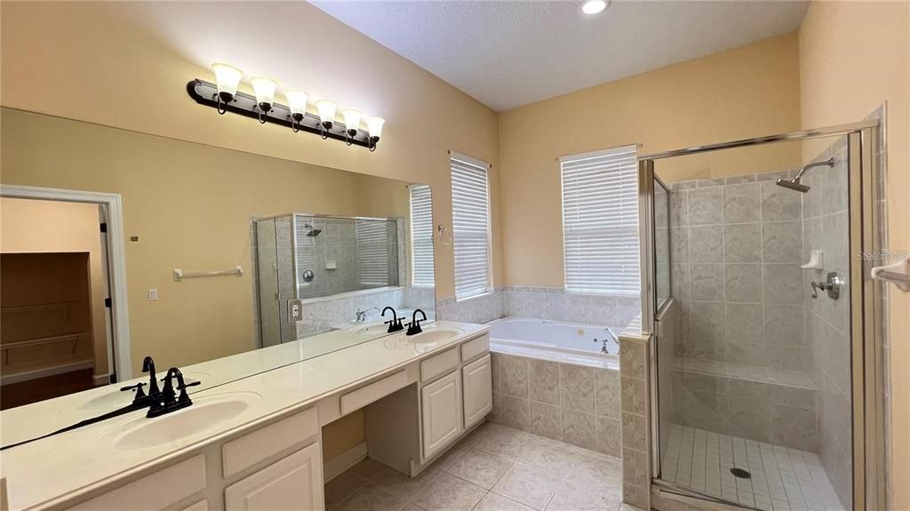 Bathroom, Dual Sink Vanities, Glass Shower, Interior, Recessed Lighting