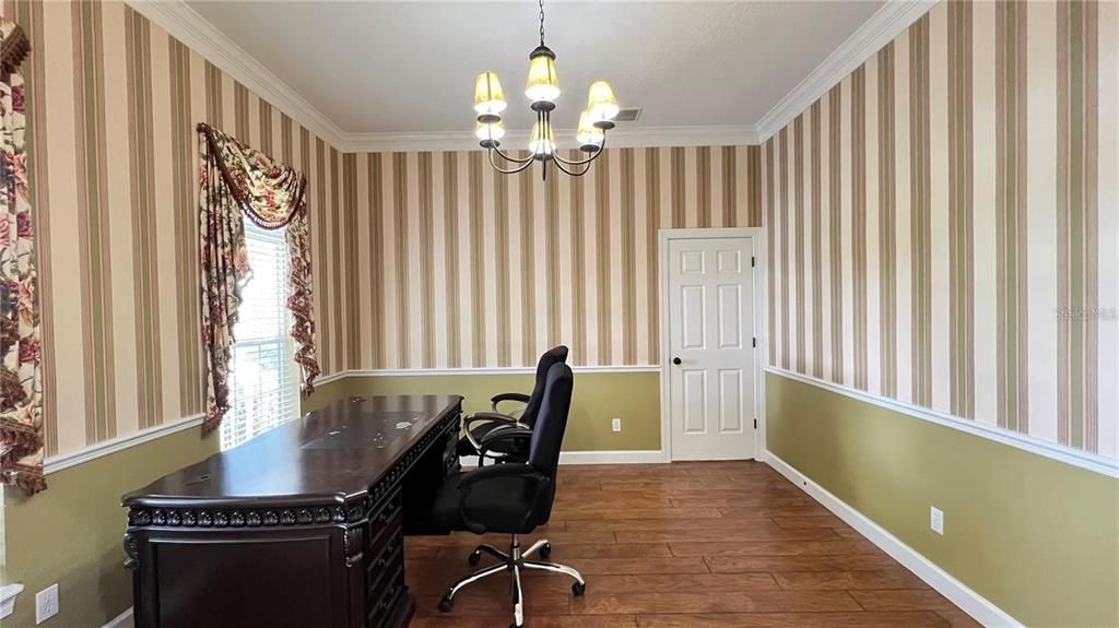 Chandelier, Home Office, Interior, Wood Texture Flooring