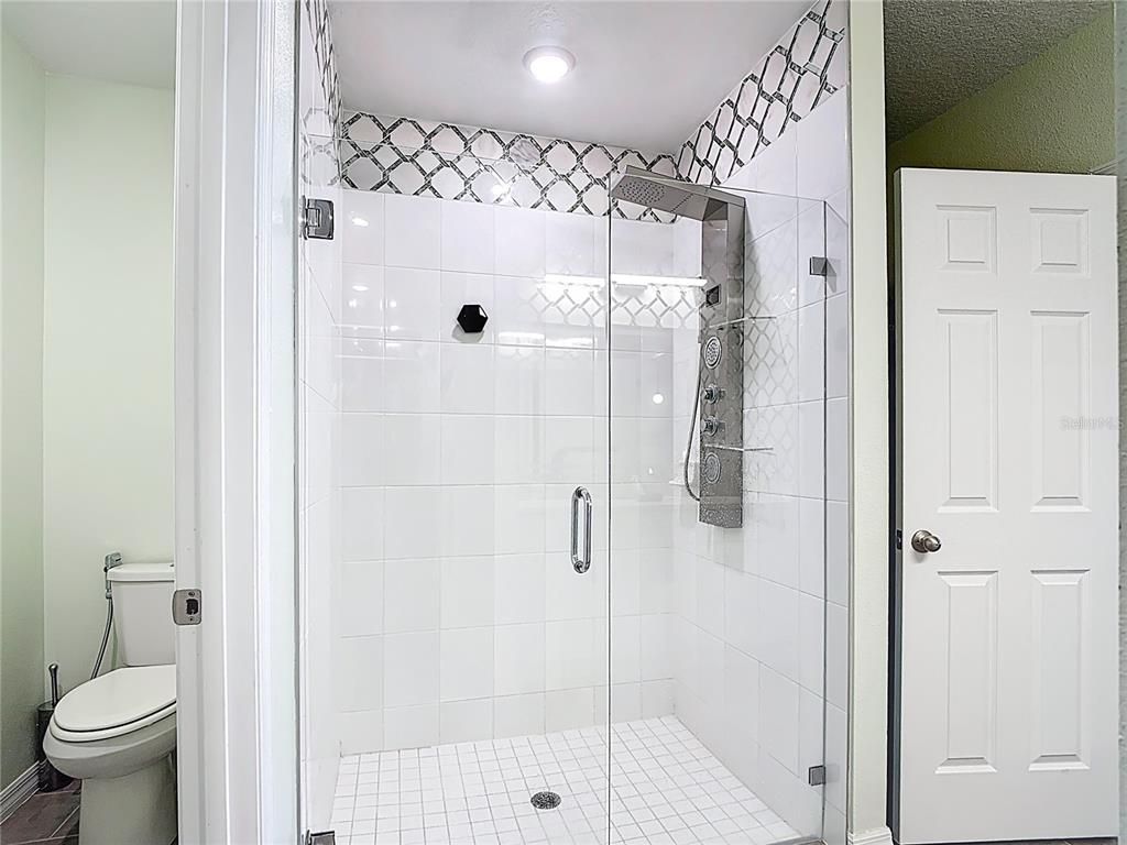 Bathroom, Glass Shower, Interior, Recessed Lighting