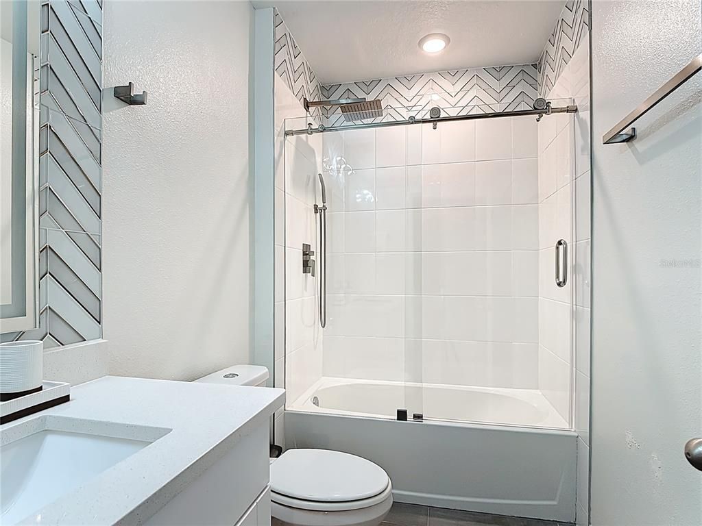 Bathroom, Glass Shower, Interior, Recessed Lighting