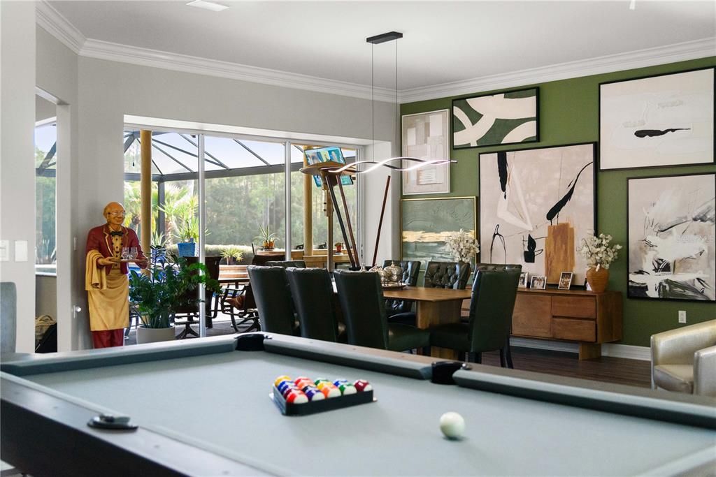 Billiard Table, Dining room, Game Room, Interior, Pendant Lights