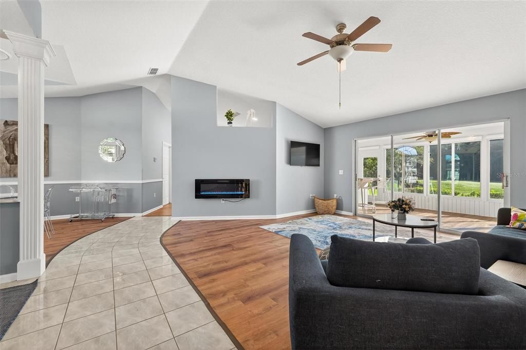 Fireplace, Interior, Living room, Wood Texture Flooring