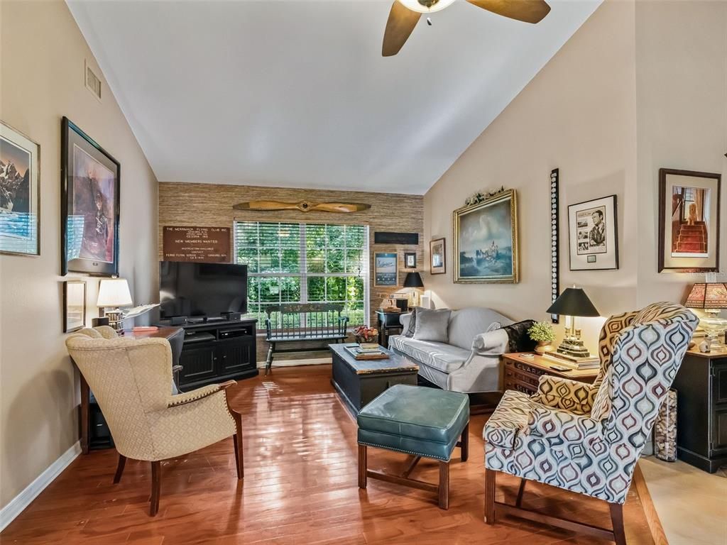 Interior, Living room, Stone Walls, Wood Texture Flooring